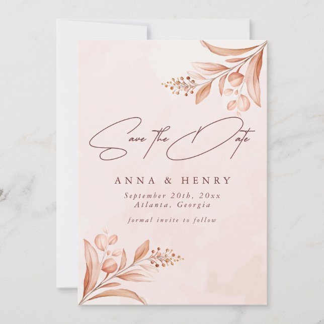 Rustikaler Blush Terracotta auf dem Monte San Gior Save The Date (Vorderseite)