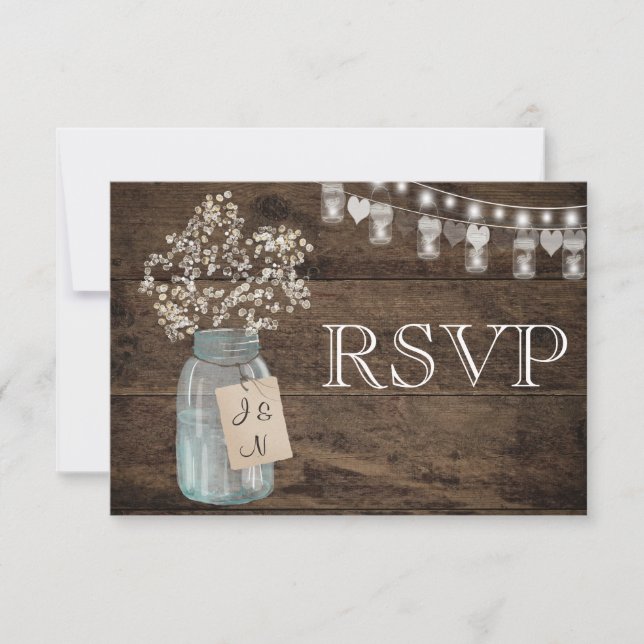 Rustikaler Blütenlandwirt Hochzeit RSVP (Vorderseite)