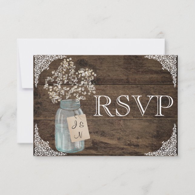 Rustikaler Blütenlandwirt Hochzeit RSVP (Vorderseite)