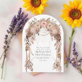 Rustikaler Boho Chic Western Hochzeit QR-Code Einladung