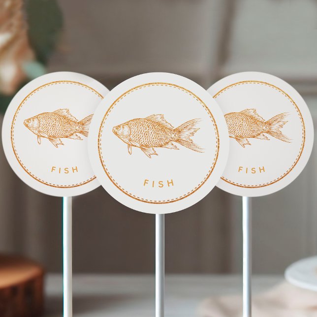 Rustikaler Boho-Chic-Wildblumen-Fisch-Menüwahl Runder Aufkleber (Von Creator hochgeladen)