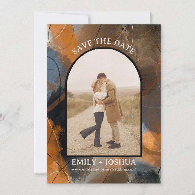 Rustikaler Boho Flat Save the Date Cards Artistic (Vorderseite)