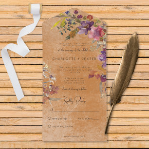 Rustikaler Boho Jewel Tone Florals Rost Kein Abend All In One Einladung