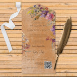 Rustikaler Boho Jewel Tone Rust Florals QR Code All In One Einladung<br><div class="desc">MIT ODER OHNE QR CODE ZUM SCAN ODER MIT ODER OHNE ABENDESOPTIONEN. Das gesamte Hochzeitsdesign besticht durch verschiedene Farbsprüche von bohfarbenen Aquarellfloralen und Federn in wunderschönen Juweltönen mit lila Rost,  Rost,  Grün,  Bordeaux und Rosa auf weißem Rosthintergrund. Erstellt von der einfachen Farmhouse Press.</div>