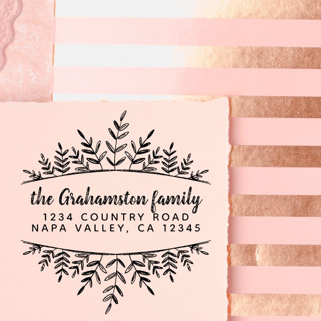 Rustikaler botanischer Familienname Moderne Rückse Gummistempel (Von Creator hochgeladen)