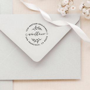 Rustikaler botanischer Familienname Runde Rücksend Gummistempel