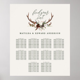 Rustikaler botanischer Hochzeitsplan Poster