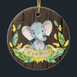 Rustikaler Boy Elephant Babydusche gelb Keramik Ornament<br><div class="desc">Rustikale Boy Elephant Kinderdusche Gelbe Keramik Ornament</div>
