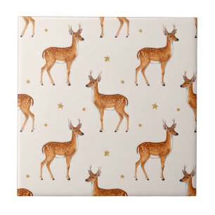 Rüstikaler brauner Hirsch auf warmem Elfenbein Fliese