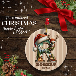 Rustikaler Brief R Cosy Woodland Weihnachtsname Da Keramik Ornament