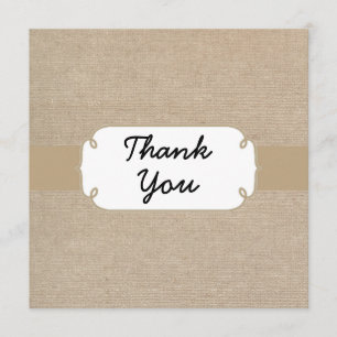 Rustikaler Brown-Sand und beige Leinwand dankt Dankeskarte