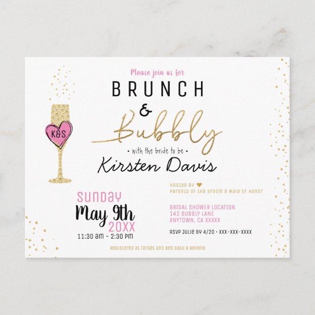 Rustikaler Brunch und Brautdusche Postkarte (Vorderseite)