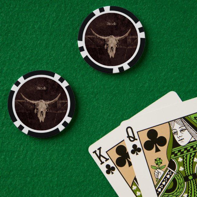 Rustikaler Bull Skull Western Land Braun Beige Alt Pokerchips (Pokertisch (doppelt))