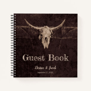 Rustikaler Bullskull Hochzeit Land Western Textur Notizbuch