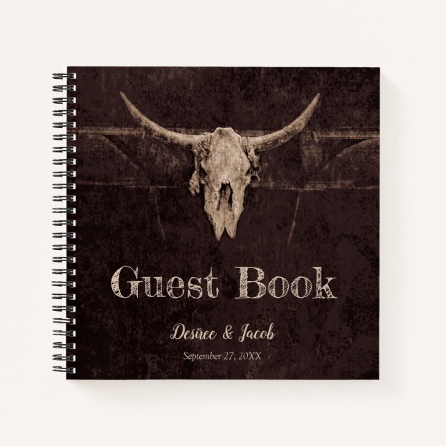 Rustikaler Bullskull Hochzeit Land Western Textur Notizbuch (Vorderseite)
