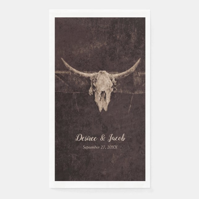 Rustikaler Bullskull Hochzeit Land Western Textur Serviette (Vorderseite)