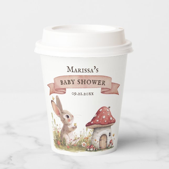 Rustikaler Bunny Baby Duschkopf Papiertasse Pappbecher (Vorderseite)