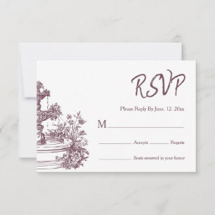 Rustikaler Burgunder-Wildblumen-Kranz-Hochzeitsdet RSVP Karte