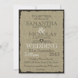 Rustikaler Burlap Look Hochzeitssache 12x18 Einladung