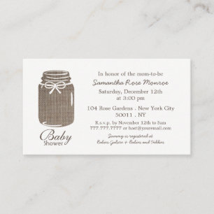 Rustikaler Burlap, Mason Jar Baby Shower Ticket Ei Begleitkarte