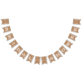 Rustikaler Burlap Sack mit weißer Spitze. Brautpar Wimpelkette