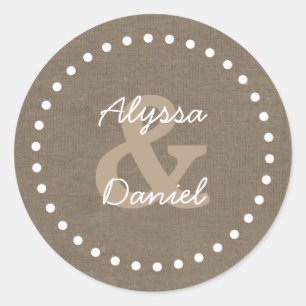 Rustikaler Burlap Wedding Bride Groom A06 mit Punk Runder Aufkleber