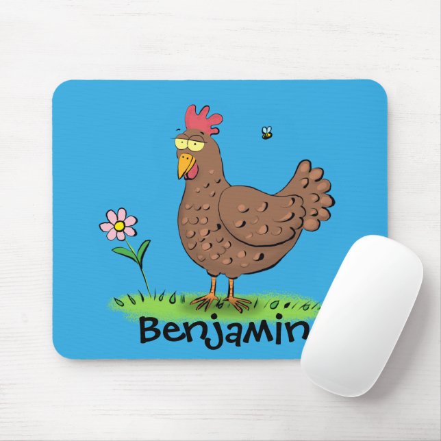 Rustikaler Cartoon-Illustration von Hähnchen Mousepad (Mit Mouse)
