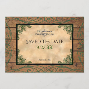 Rustikaler Celtic Claddagh Save the Date Einladung