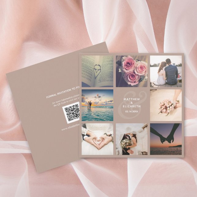 Rustikaler Champagner Ampere und Foto Collage Wedd Save The Date (Von Creator hochgeladen)