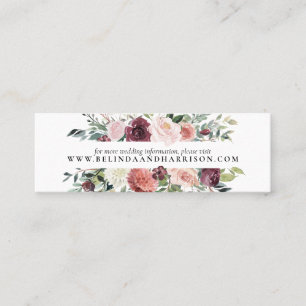 Rustikaler Charme Burgund Blush Pink Blues Hochzei Mini Visitenkarte