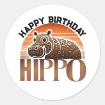 Rustikaler Charme Hippo Happy Birthday