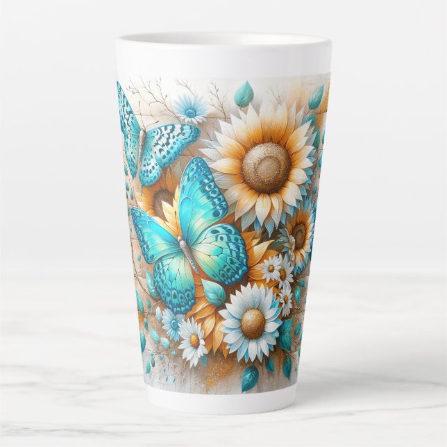 Rustikaler Charme: Schmetterling und Daisy Milchtasse (Vorderseite)