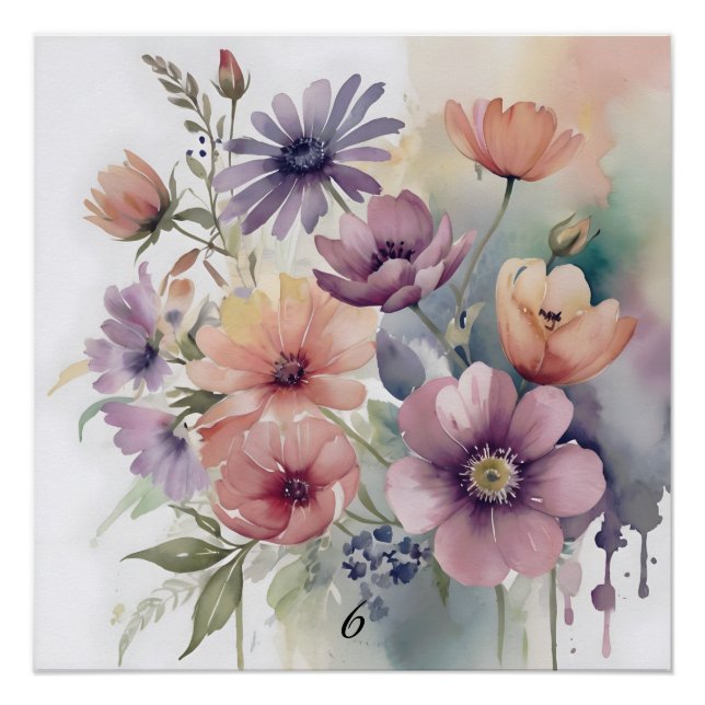 Rustikaler Charme Wasserfarben Wildblume Florenz Poster (Vorderseite)