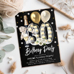 Rustikaler Chic 30. Geburtstag Einladung<br><div class="desc">Machen Sie Ihre 30. Geburtstagsfeier unvergesslich mit unseren eleganten Einladungen! Mit einem rustikalen Chalkboard-Hintergrund und charmanten Elementen wie Goldballons, Champagner, Blumen, Konfetti und einem Licht-up '30' werden Ihre Einladungen den Ton für ein unvergessliches Party Set. Stellen Sie sich einfach Ihre Wünsche zusammen, indem Sie unseren Template Guide befolgen, um sicherzustellen,...</div>