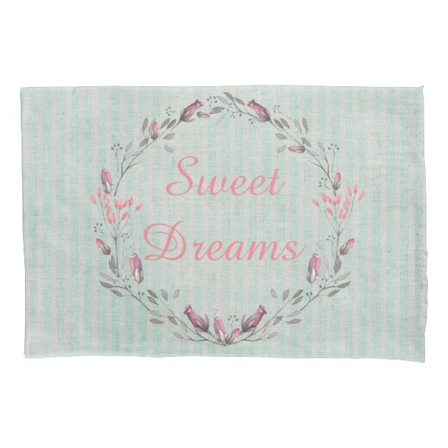 Rustikaler Chic Aqua Stripes Sweet Dreams Kissenbezug (Vorderseite)