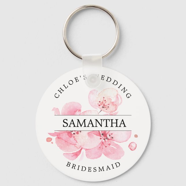 Rustikaler Chic Blush Pink Personalisiert Schlüsselanhänger (Vorderseite)