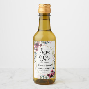 Rustikaler Chic Burgund Blues Hochzeit speichern d Weinetikett