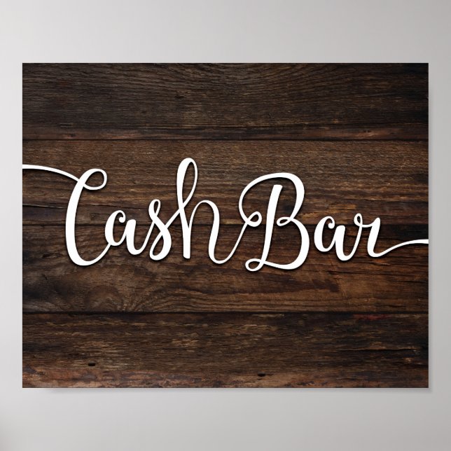 Rustikaler Chic CASH BAR Sign Print Poster (Vorne)