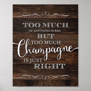 Rustikaler Chic CHAMPAGNE QUOTE-Beschriftung Poster