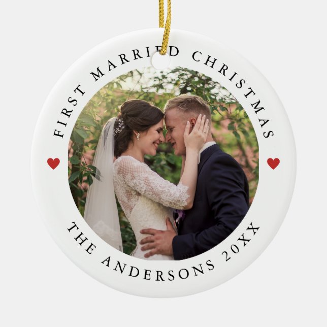 Rustikaler Chic | Erste Verheiratete Weihnachten m Keramik Ornament (Vorne)