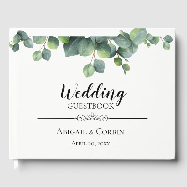 Rustikaler Chic Eucalyptus Bouquet Wedding Gästebuch (Vorderseite)