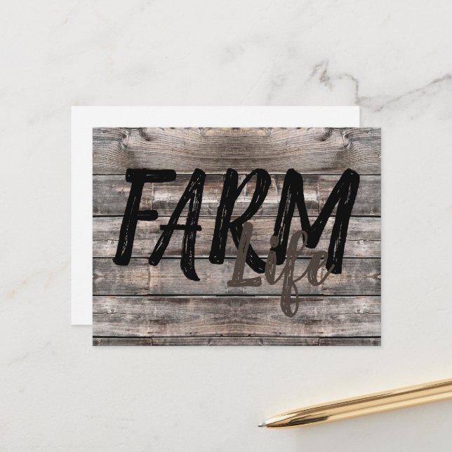 Rustikaler Chic FARM LIFE | Postkarte (Vorderseite/Rückseite Beispiel)