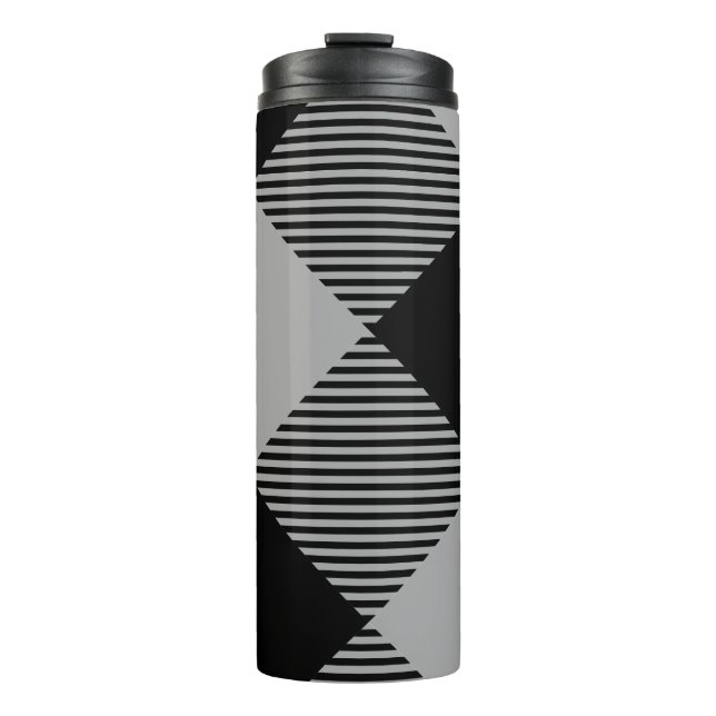Rustikaler Chic, grau-weiß Kariert Thermosbecher (Vorderseite)