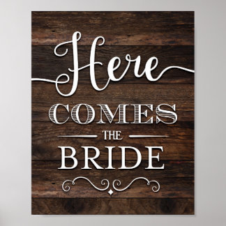 Rustikaler Chic HIER kommt die BRIDE-Schilddrucke Poster