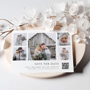 Rustikaler Chic   Mehrbild-Gitter-QR-Code-Hochzeit Save The Date