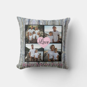 Rustikaler Chic Personalize 4 Foto Beste Mama je Kissen