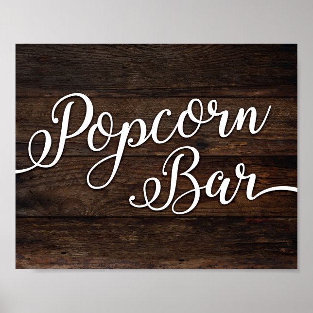 Rustikaler Chic POPCORN BAR signieren Poster (Vorne)