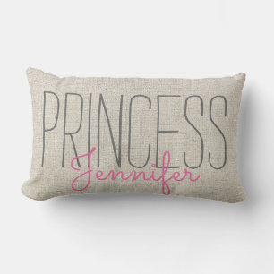Rustikaler Chic PRINCESS IHRER NAME IN BEIGE PINK Lendenkissen
