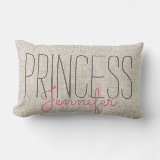 Rustikaler Chic PRINCESS IHRER NAME IN BEIGE PINK Lendenkissen