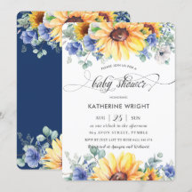 Rustikaler Chic Sonnenblume Blue Floral Baby Dusch